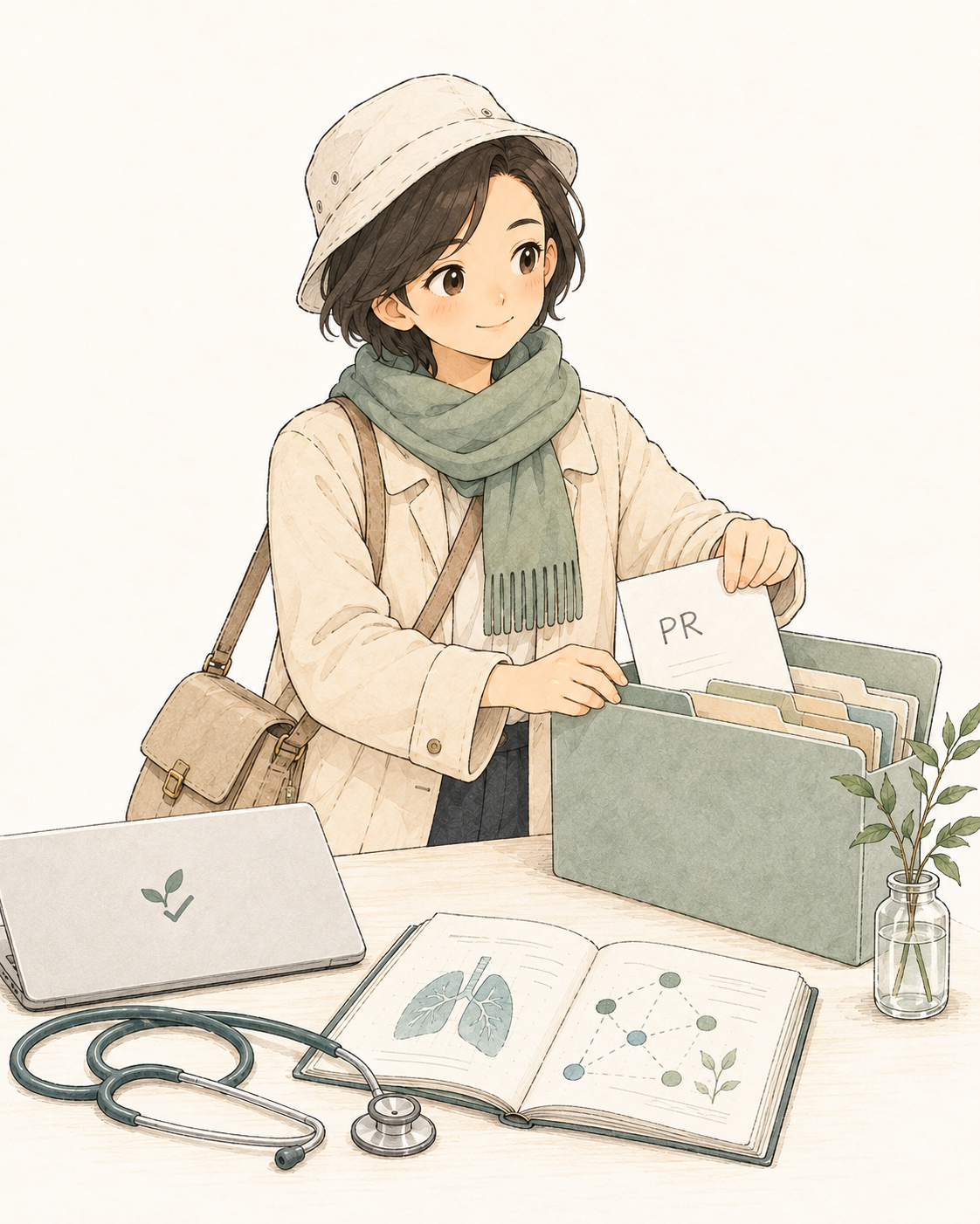 Japanese hand-drawn open-source contribution workbench with GitHub and medical AI project clues
